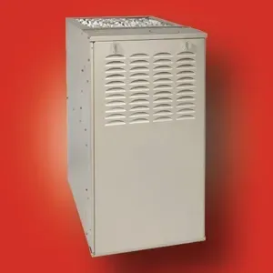 White vented metal cabinet on a red background