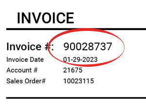 Invoice header showing invoice number 90028737 circled in red.