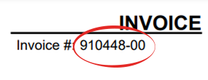 Invoice with number 910448-00 circled in red