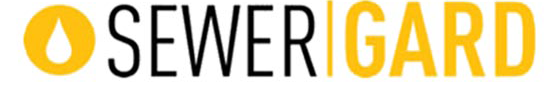Logo for SEWERGARD, with a yellow teardrop-like shape and text in black and yellow.