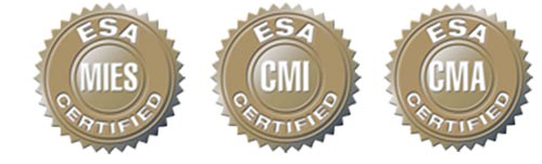 Three gold ESA certification seals, with