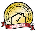 Logo of InterNACHI: gold and red seal with globe, house with checkmark, and ribbon.