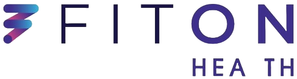 The logo for fiton health is a purple and blue logo on a white background.