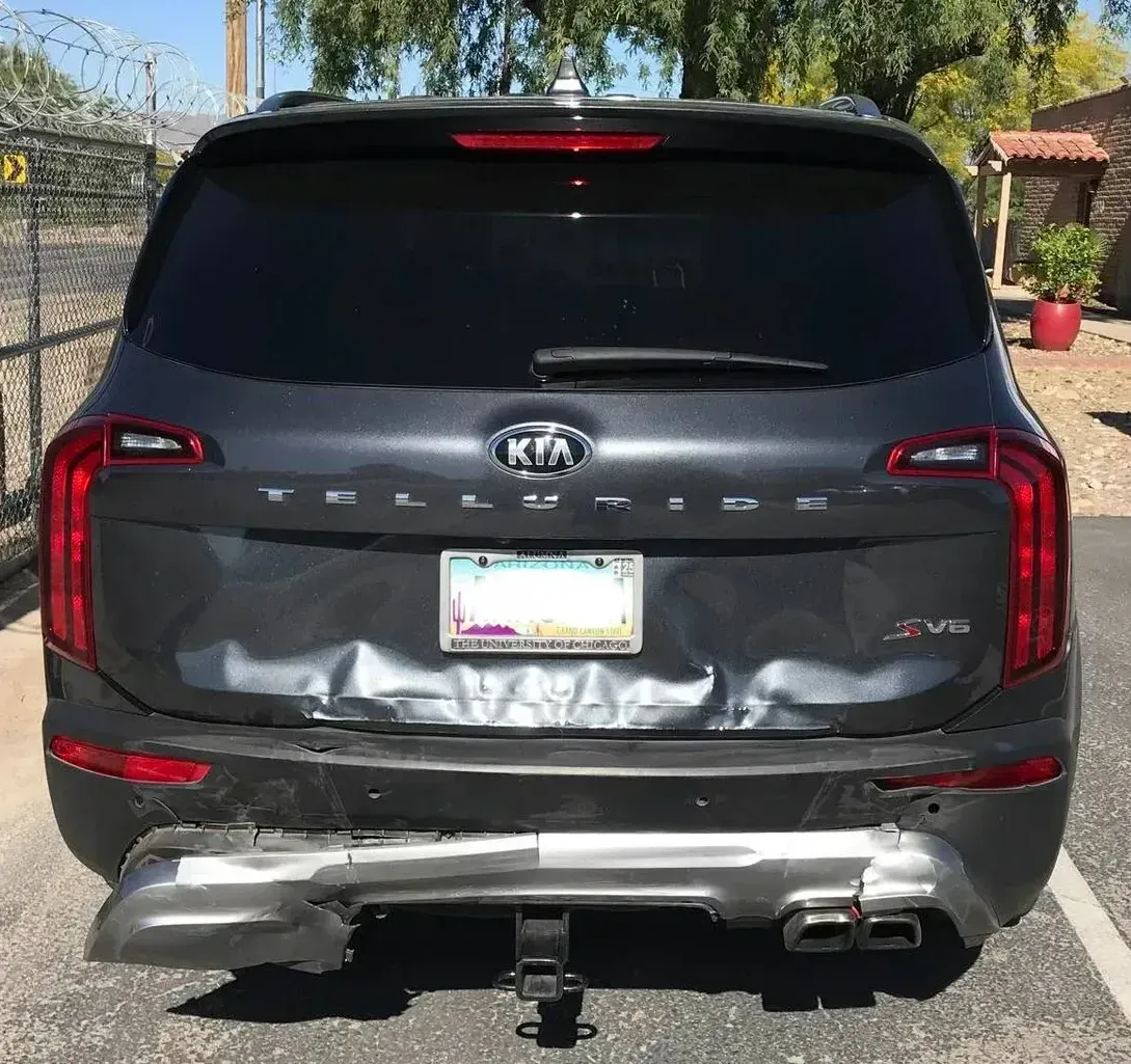 the back end of a car that has been in a crash