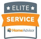 A logo for elite service home advisor.