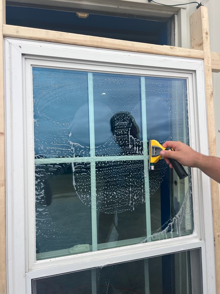 cleaning a window
