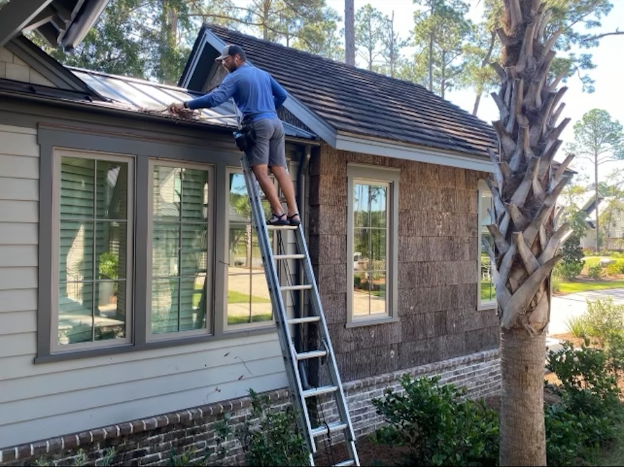 cleaning out gutters