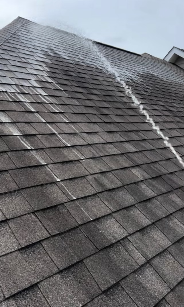 washing a roof