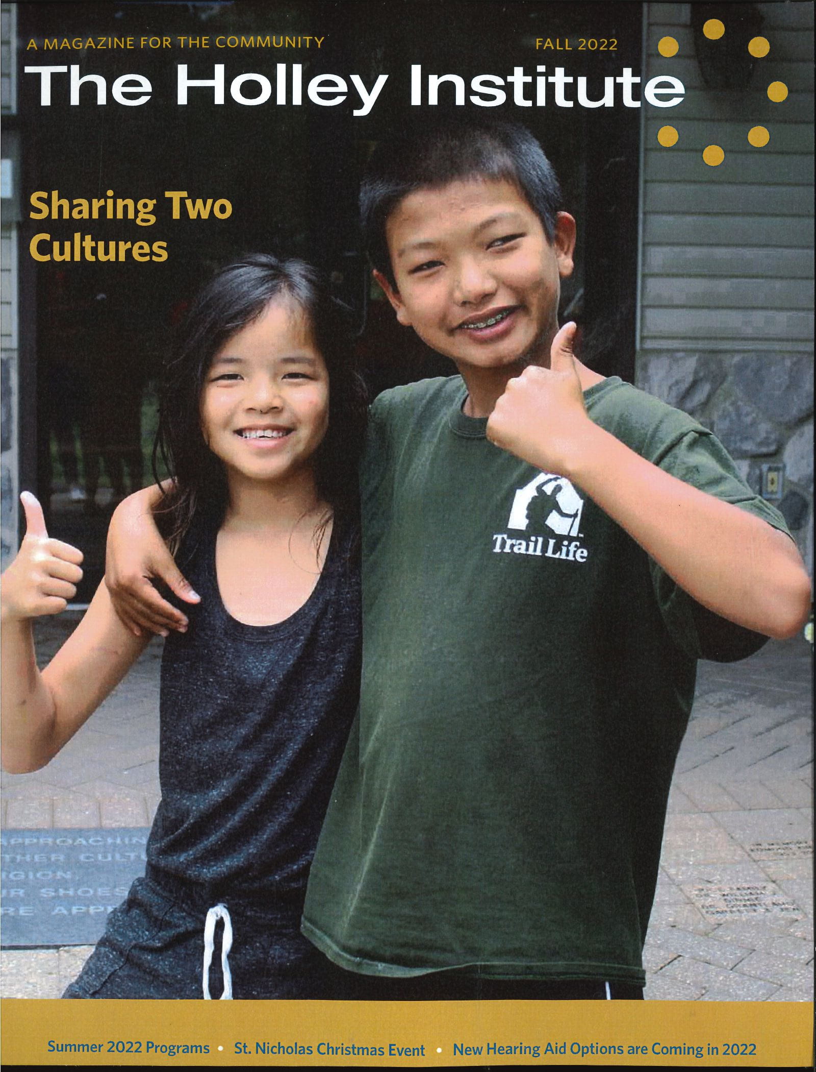 A boy and a girl are on the cover of the holly institute sharing two cultures