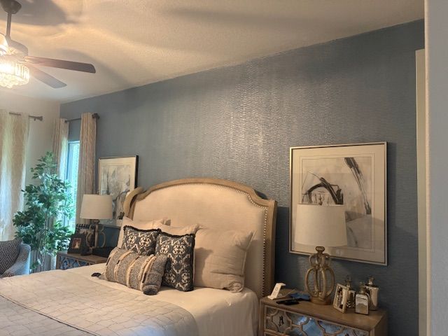 Close-up of a custom textured plaster wall finish