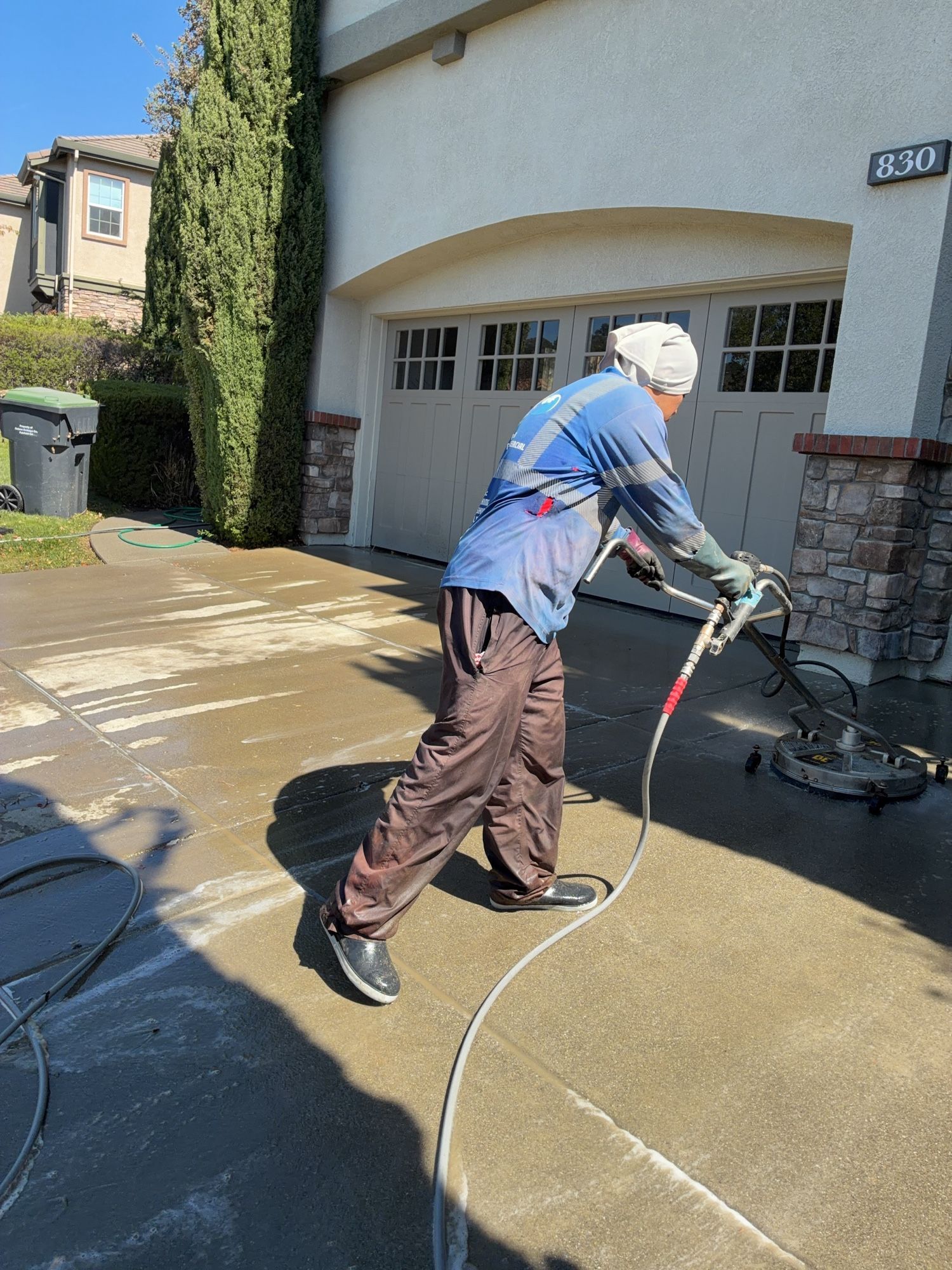 Pressure washing a back patio and steps in Fairfield, CA