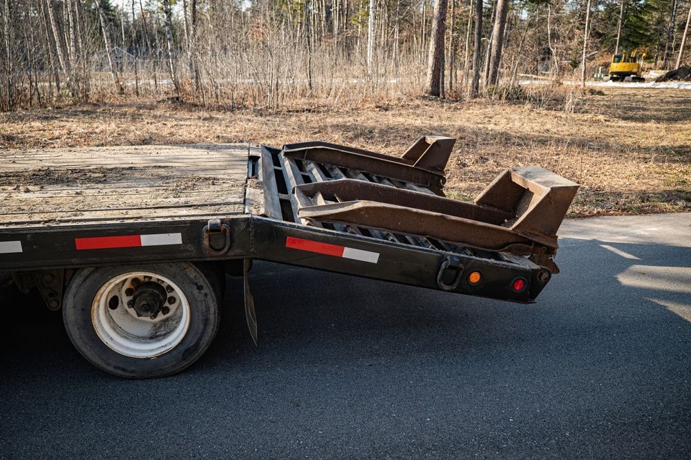 A Lowboy Trailer With Its Ramps Extended — Compass Equipment Hire in Alstonville, NSW
