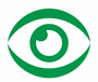 Green stylized eye logo with a circular iris and white center