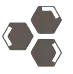Three interconnected gray hexagonal shapes icon.
