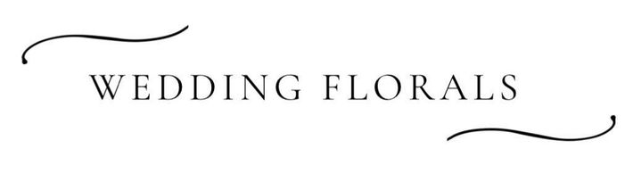 Wedding Florals logo with black serif text and decorative curved lines on a white background