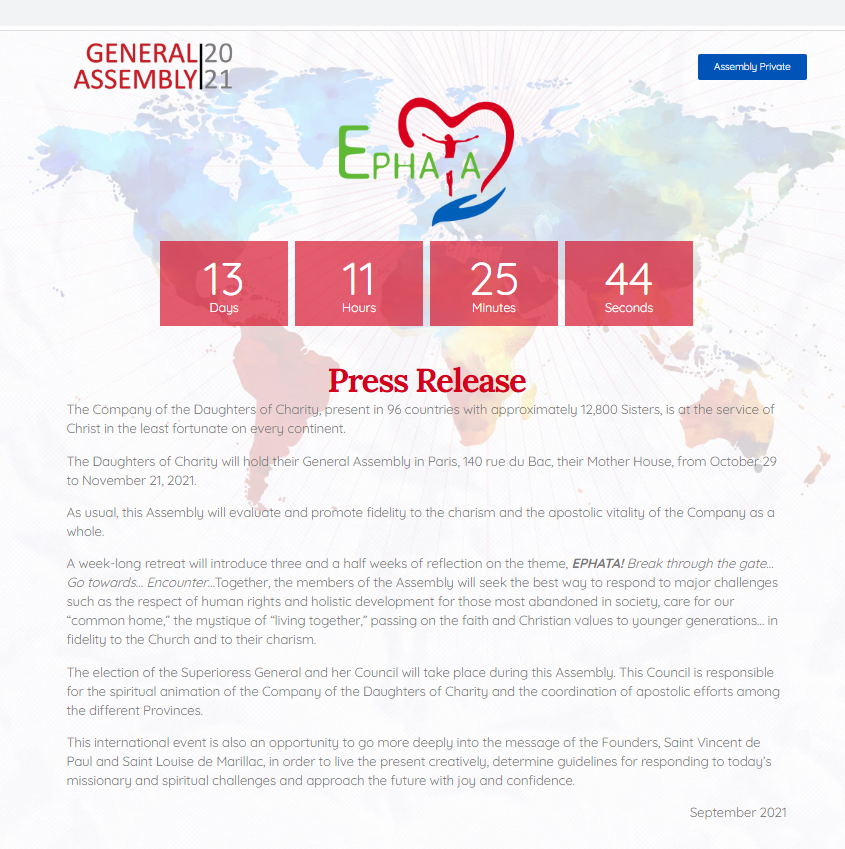 A screenshot of a press release for the general assembly.