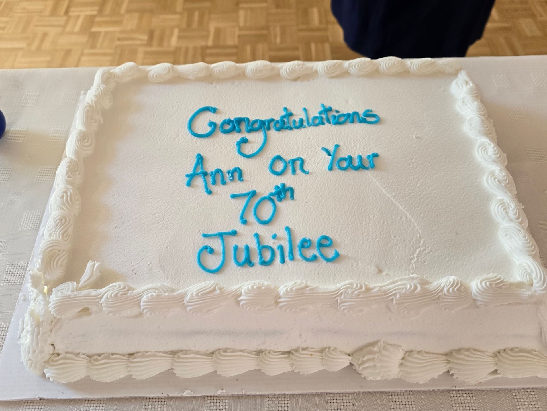 Cake with blue icing,