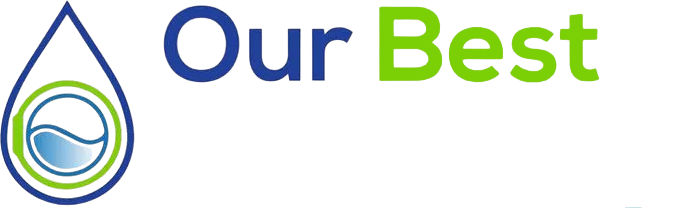 Our Best logo with a blue water droplet and green-blue circular wave icon