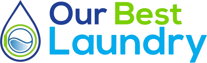 Our Best Laundry logo with blue and green water droplet icon and blue-green text