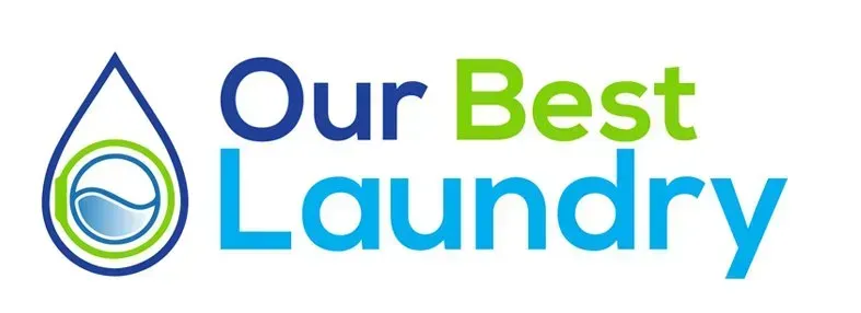 Our Best Laundry logo with blue and green water droplet icon and blue-green text