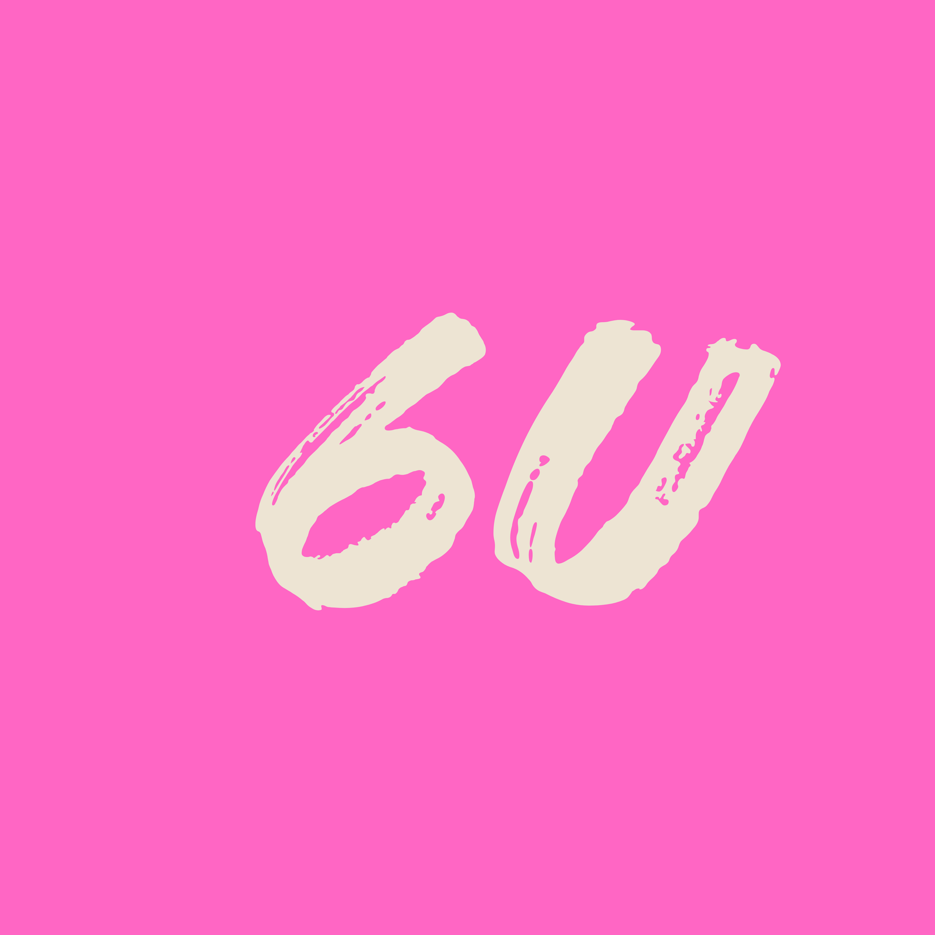 White “6U” text on a bright pink background
