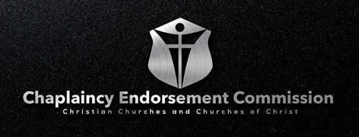 Chaplaincy Endorsement Commission logo on a black background, with white text beneath the emblem