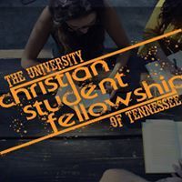 University Christian Student Fellowship of Tennessee logo over a student writing on a notebook