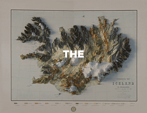 GIF of a map of Iceland that says 