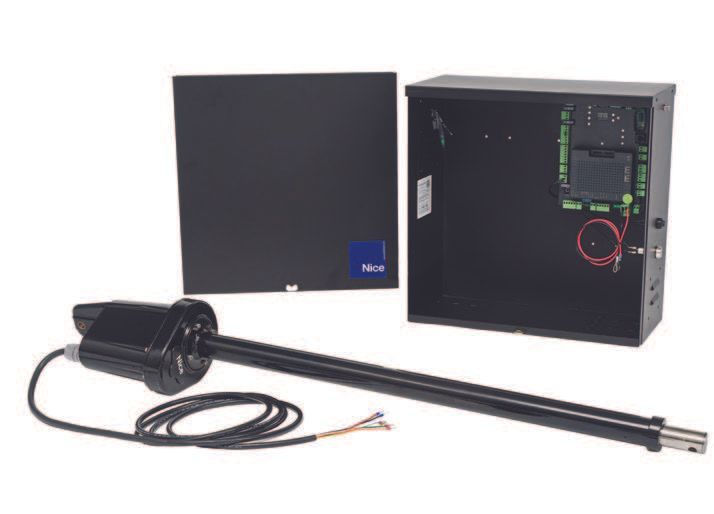 A black box with a motor and a controller on a white background.