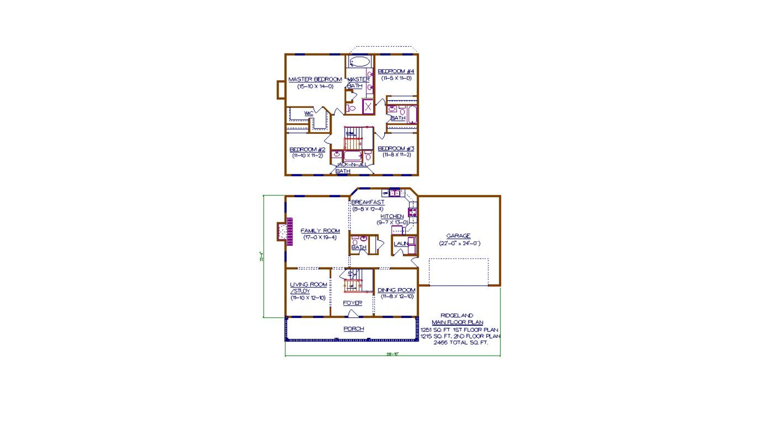Two floor plans of a house on a white background