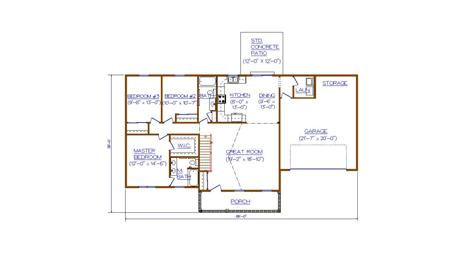 A floor plan of a house with a balcony