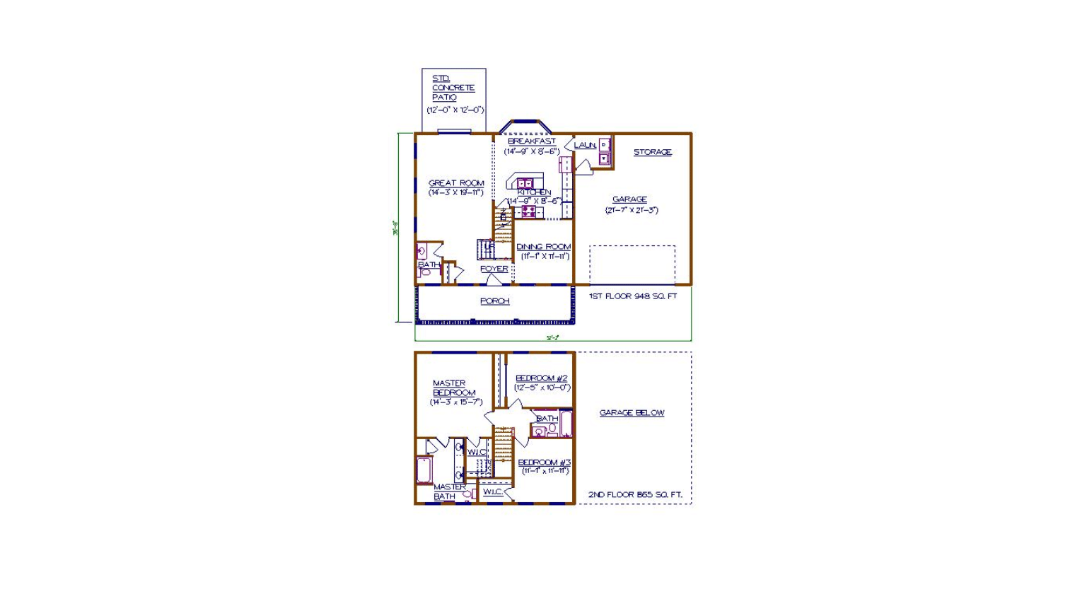 Two floor plans of a house on a white background.