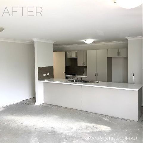 Newly Renovated Kitchen with White Cabinets — Stan Painting Services In Newcastle, NSW