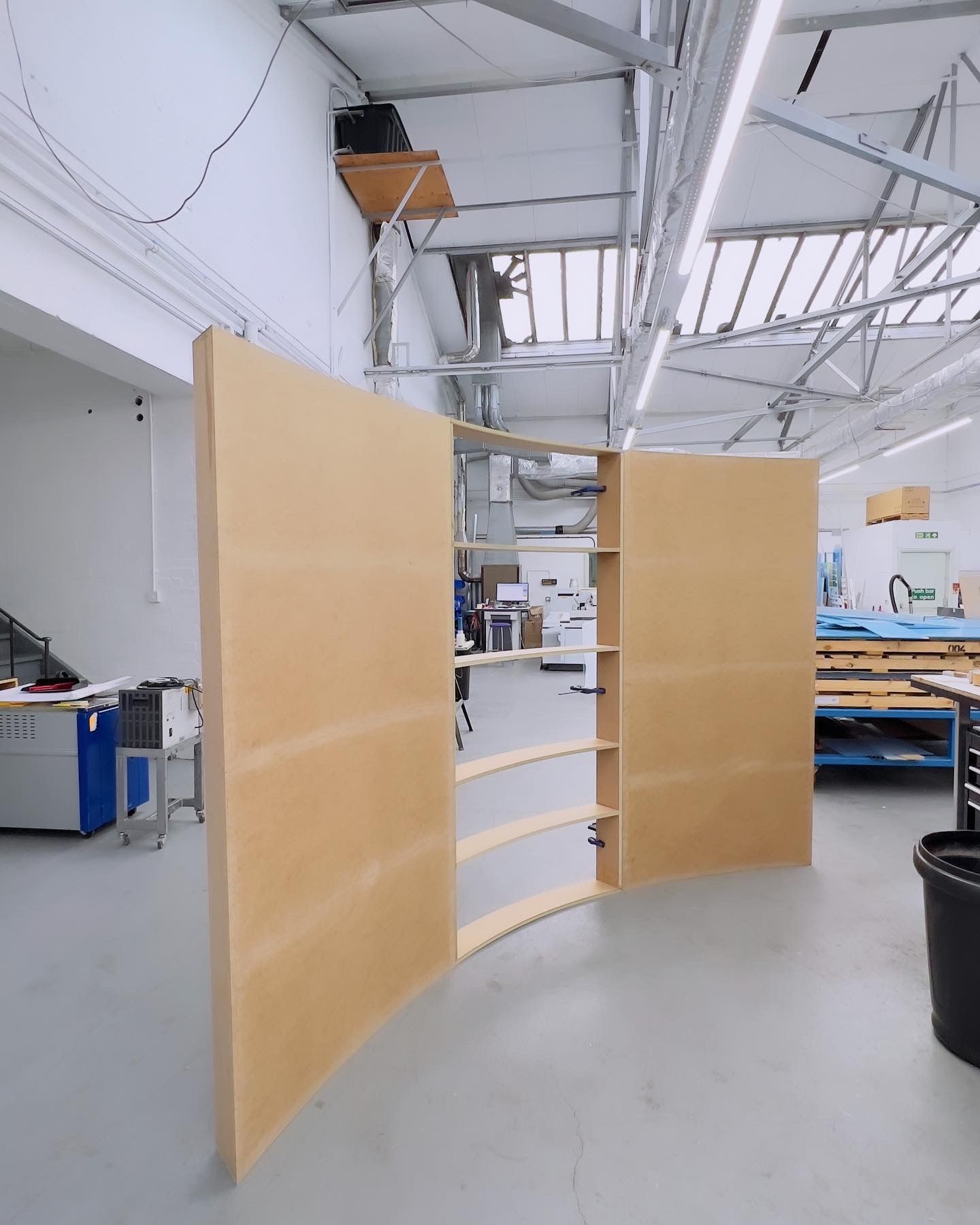 bespoke manufactured curved MDF exhibition stand wall