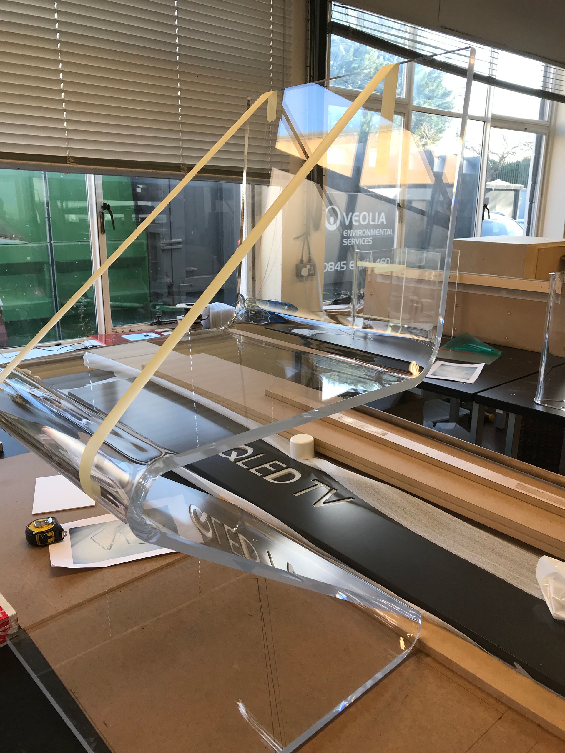 Chair heat formed from clear acrylic production