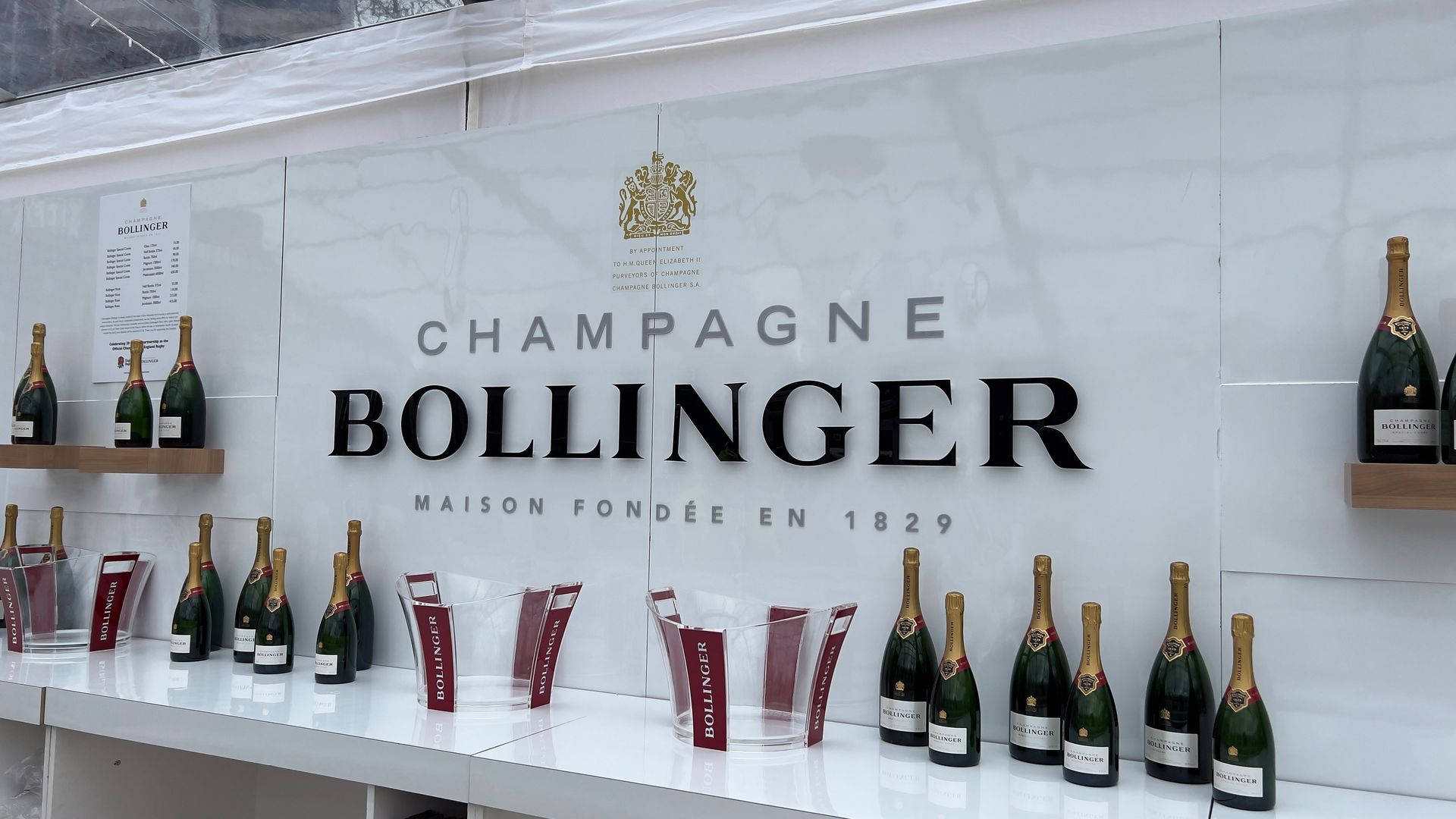 Bollinger bar back wall cut perspex stand-off lettering