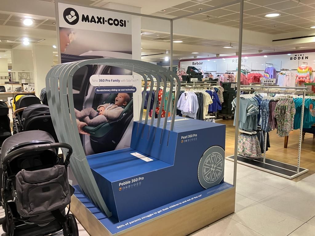 Bespoke retail display for Maxi-cosy baby car seats