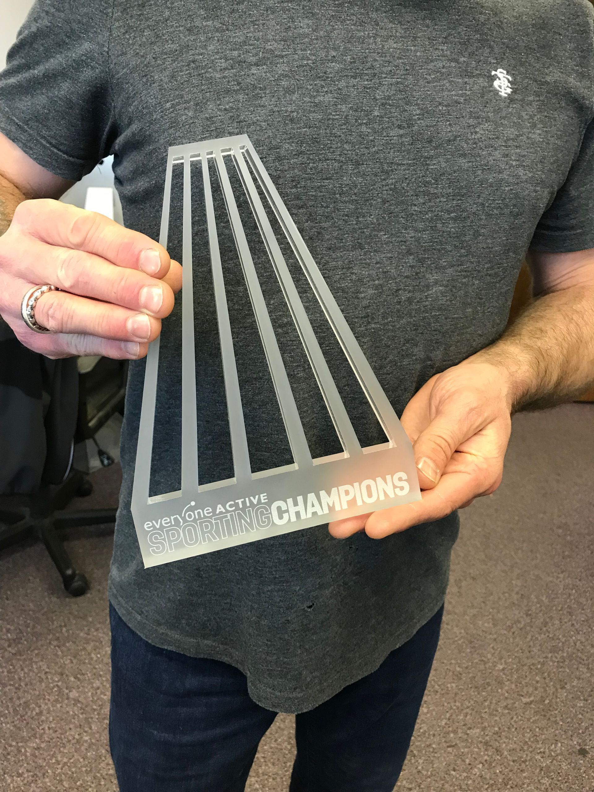 Laser cut perspex everyone active sporting champions award