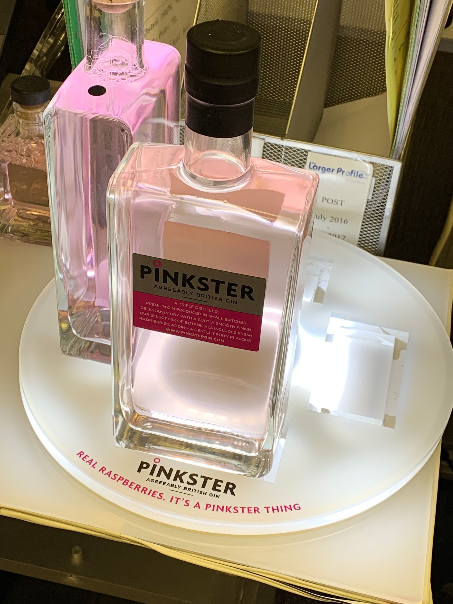 Acrylic brand display for Pinkster with LED lighting and direct printed lettering