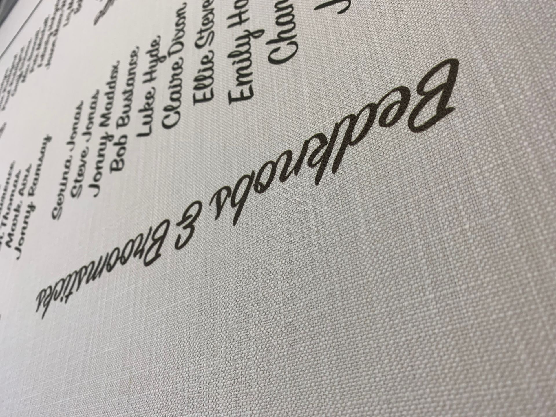 Sheet showing wedding stationery print