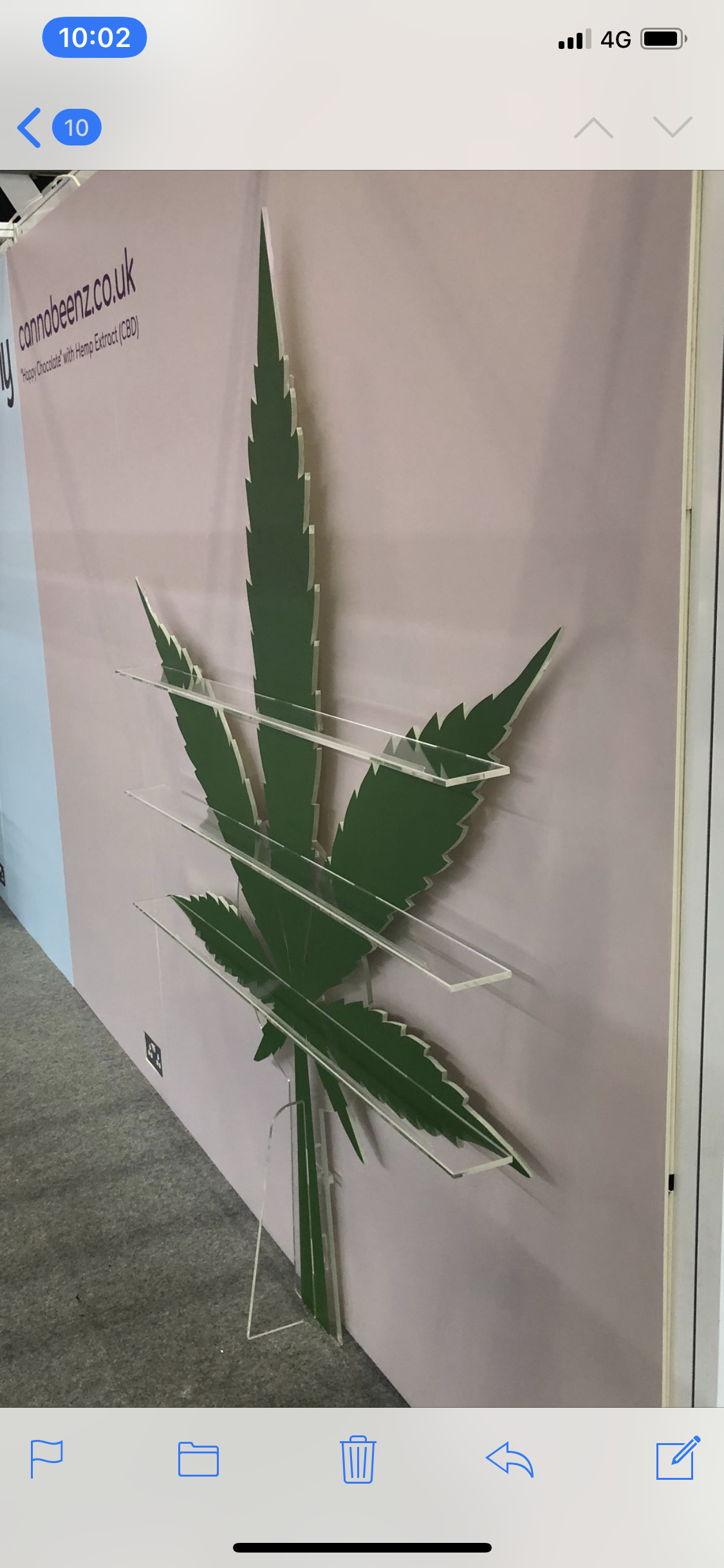 Free standing shelves mounted to CNC cut to shape leaf in use