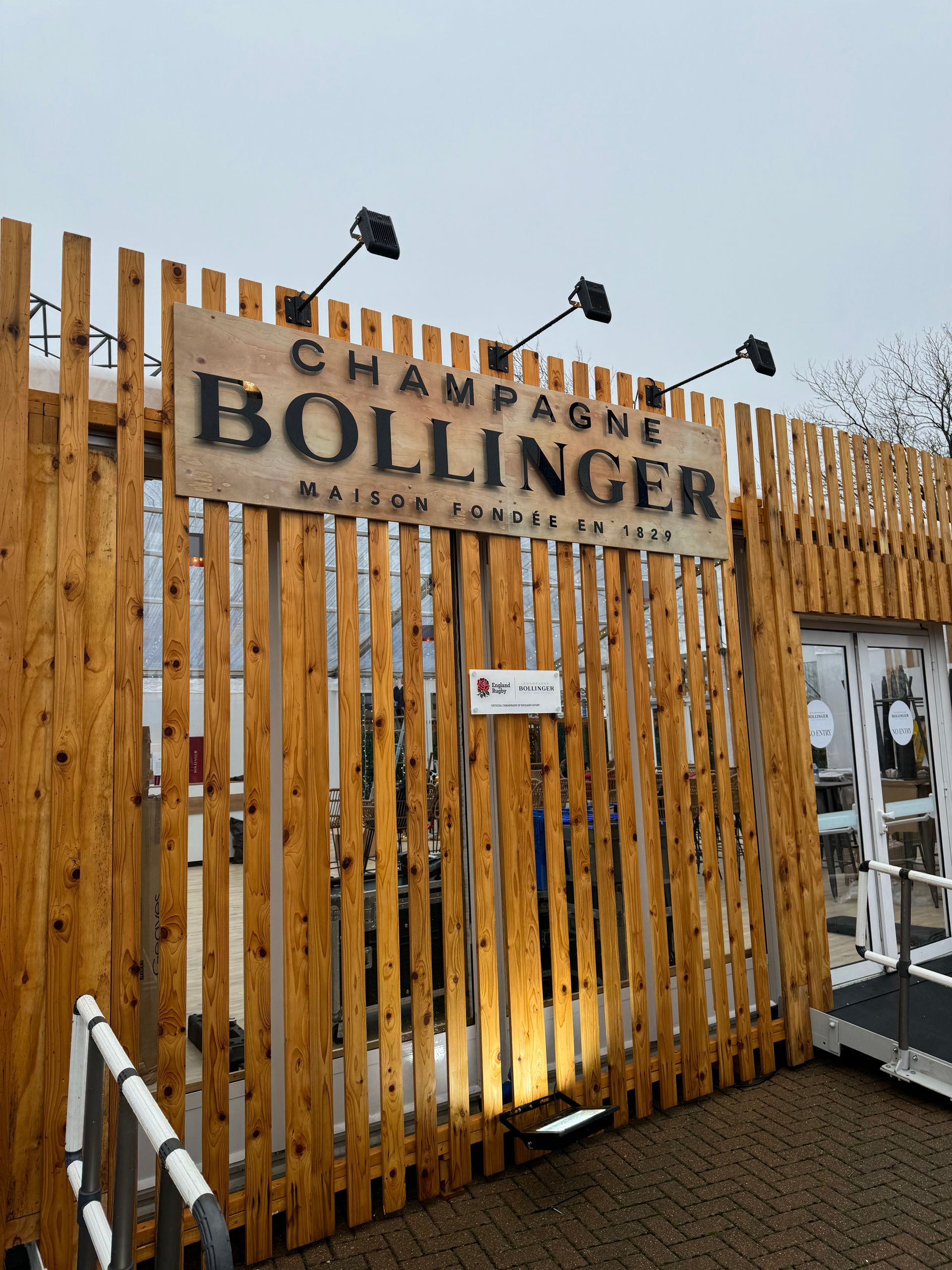 Bollinger wooden sign with laser cut stand-off acrylic lettering