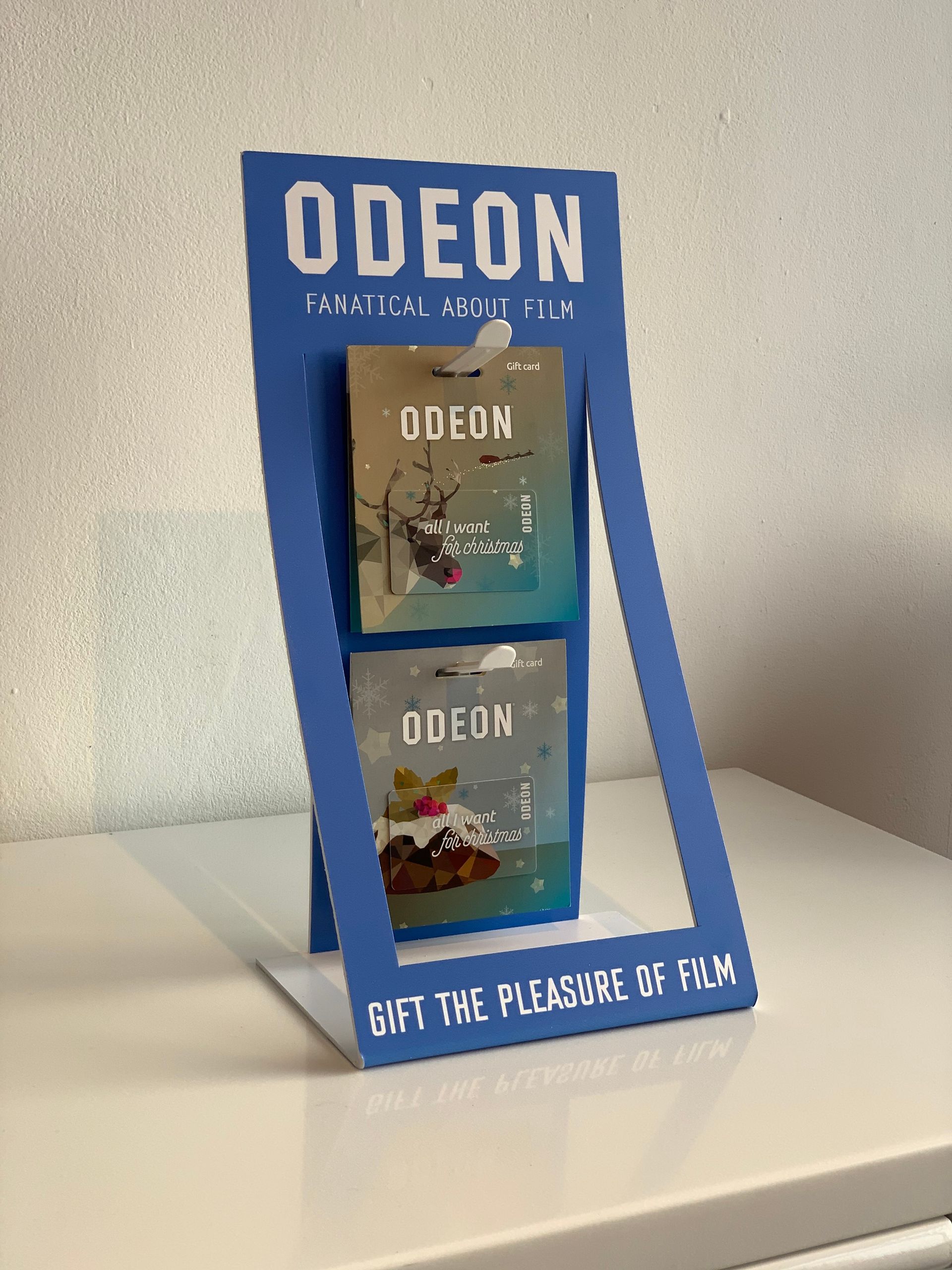 Odeon gift card Counter top POS manufactured from foamex