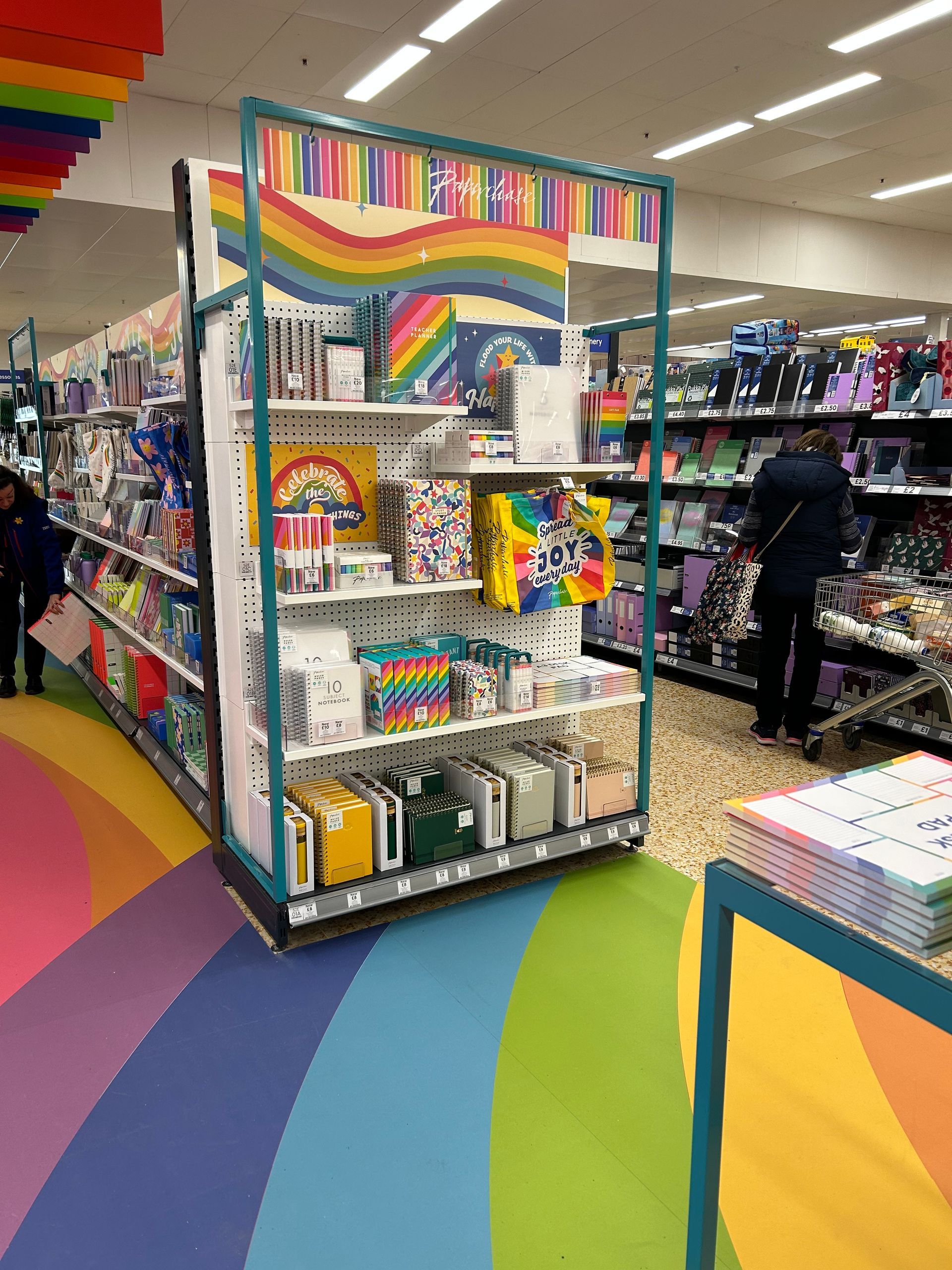 Self hanging display card for Tesco stationery items