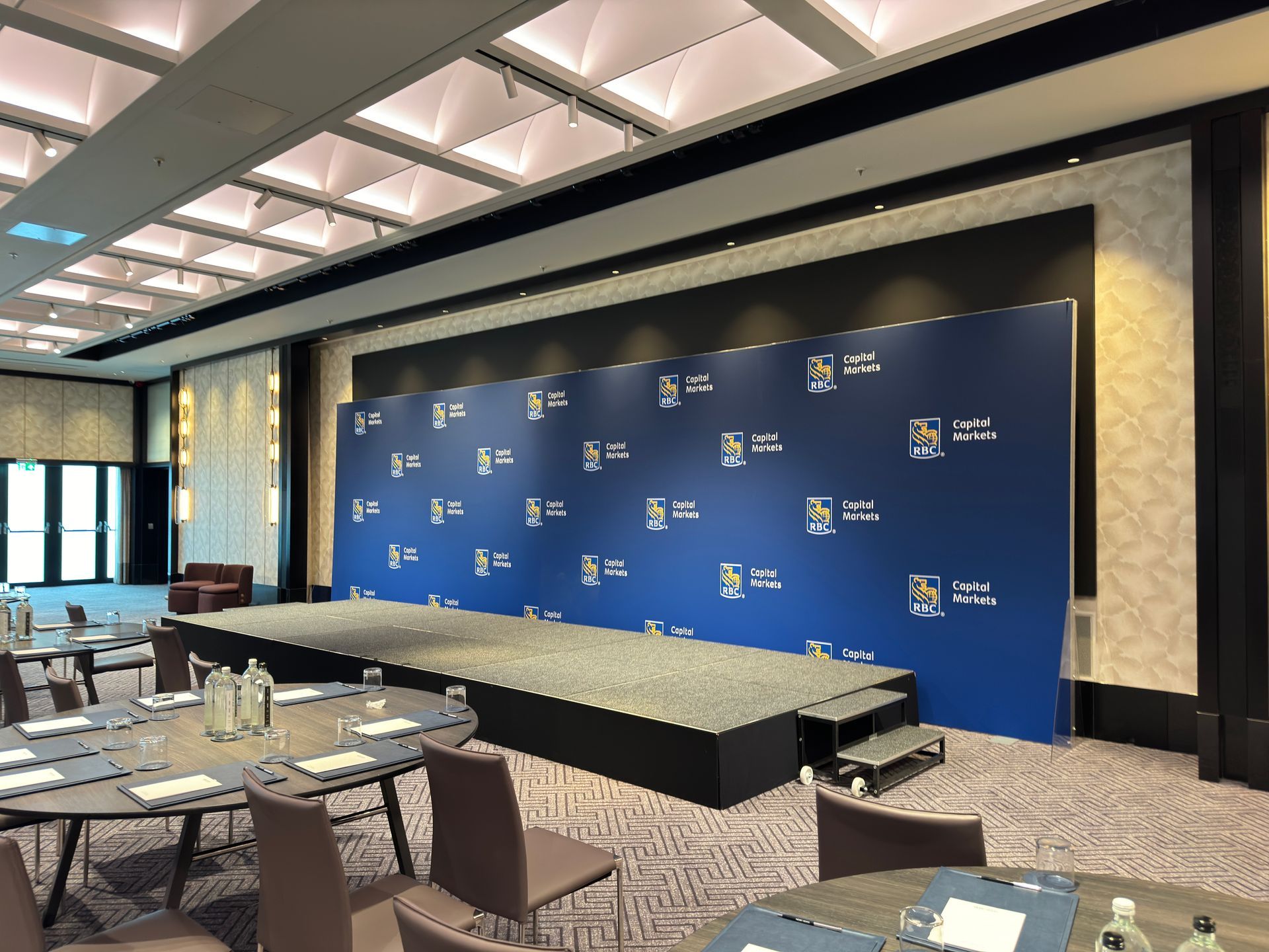 Printed foamex panels for Capital Markets stage backdrop
