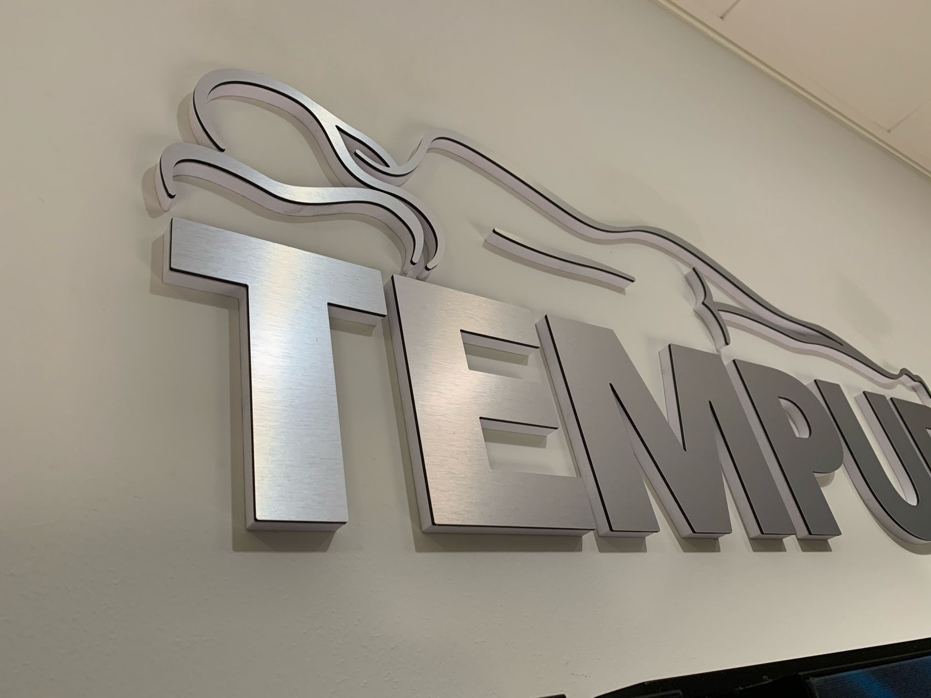 3D display logo manufactured in aluminium Laser cut  mounted to wood