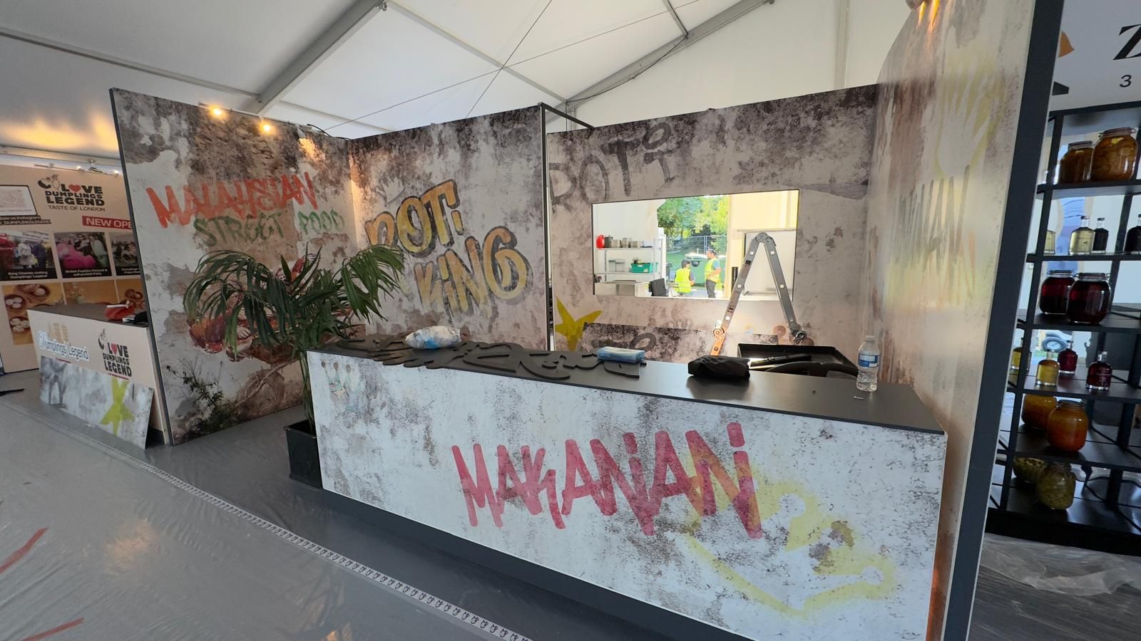 Distressed wall Graffiti graphic Bespoke Exhibition stand build