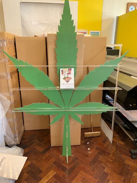 Free standing shelves mounted to CNC cut to shape leaf