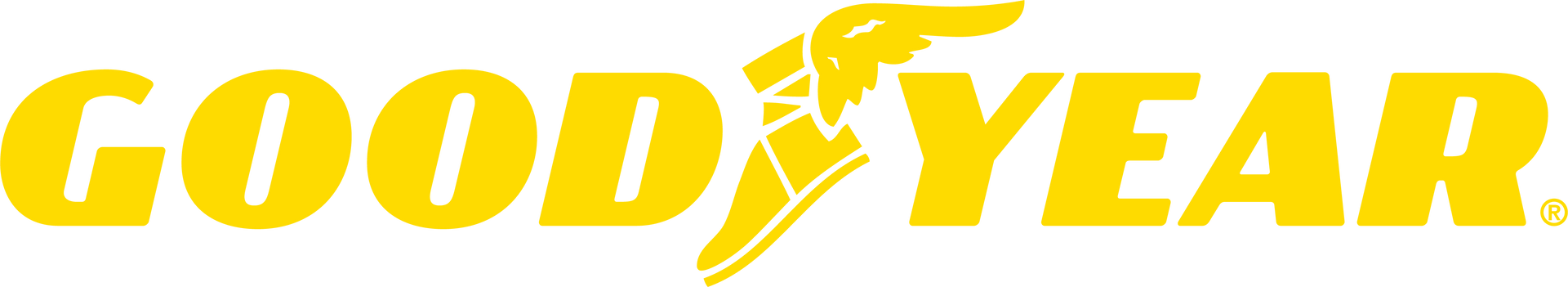 Yellow Goodyear logo with winged foot icon