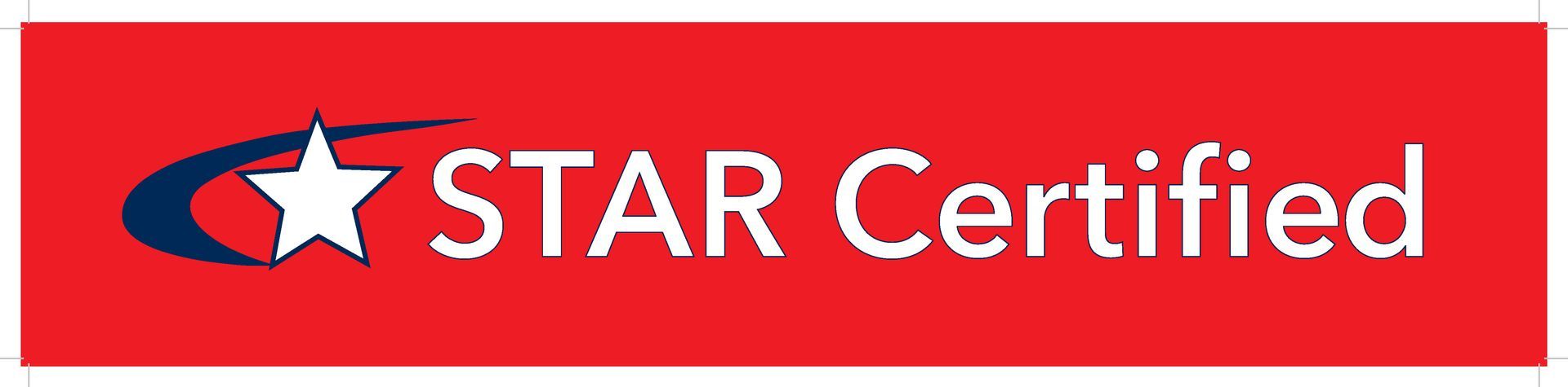 Red STAR Certified banner with a white star inside a blue circle and white text.